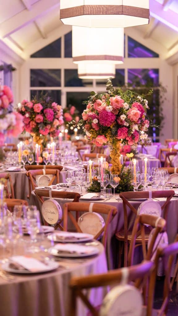 Decorazioni floreali romantiche e di classe per matrimoni organizzati da ChiaraB Events, wedding planner specializzata in allestimenti eleganti e personalizzati.