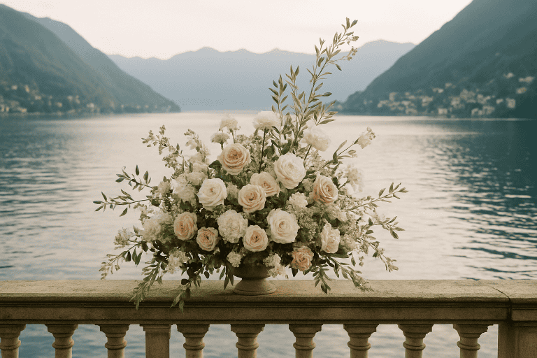 Decoraciones florales en el Lago de Como: paletas elegantes y estacionalidad