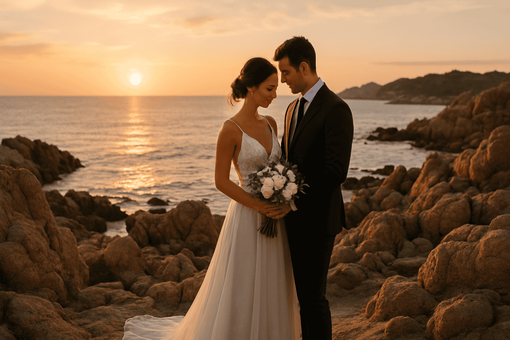 Elopement in Sardegna: cerimonia al tramonto e shooting tra rocce e mare