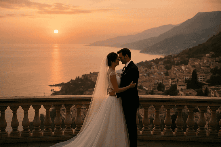 Taormina bei Sonnenuntergang: perfektes Timing für Zeremonie, Aperitif und Editorial-Fotos