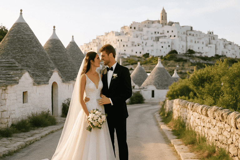 Valle d’Itria: Hochzeitswochenende zwischen weißen Dörfern und Masserien (Logistik inklusive)