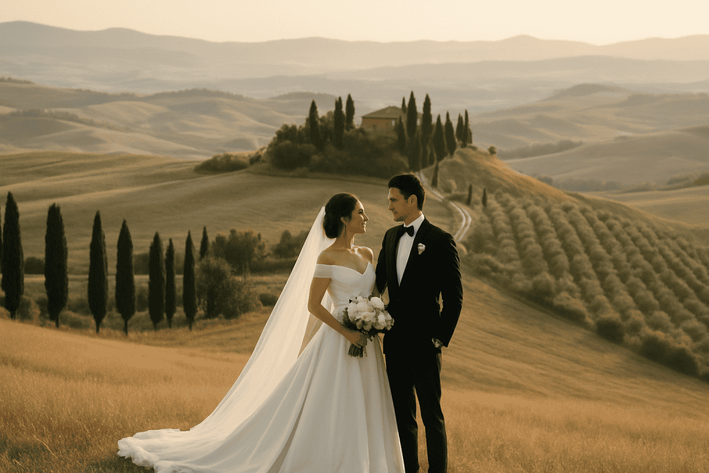 Mariage de luxe dans le Val d'Orcia - Collines, cyprès et raffinement