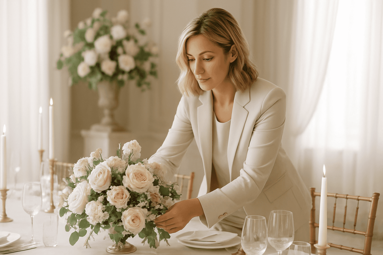 Professioneller Wedding Planner, der jedes Detail der Luxus-Hochzeit mit Aufmerksamkeit und Stil betreut.